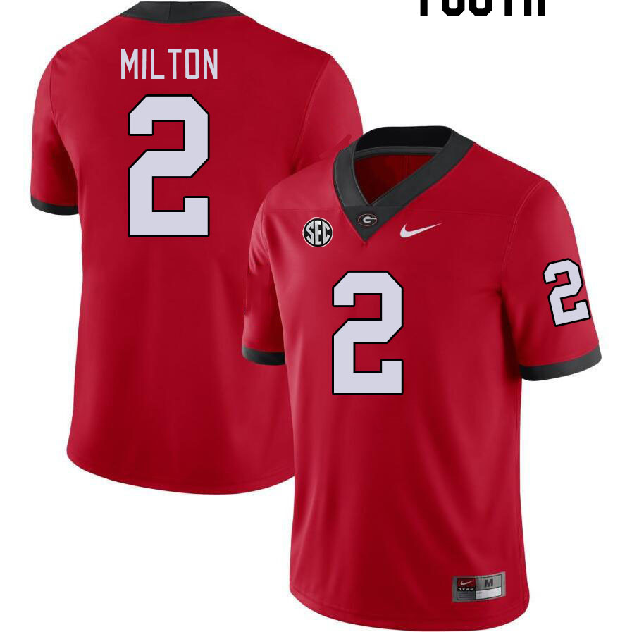 Youth #2 Kendall Milton Georgia Bulldogs College Football Jerseys Stitched-Red - Click Image to Close